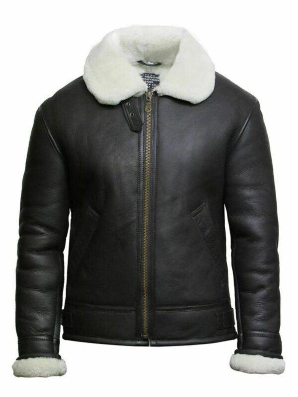 Distressed Aviator Black Leather Jacket