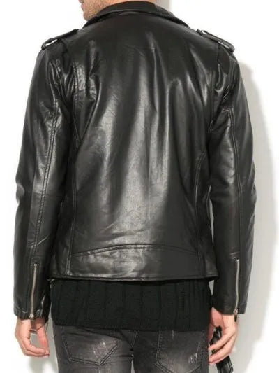 Men Classic Biker Leather Jacket