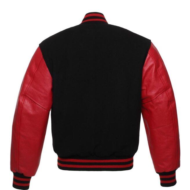 Unisex Black And Red Varsity Jacket