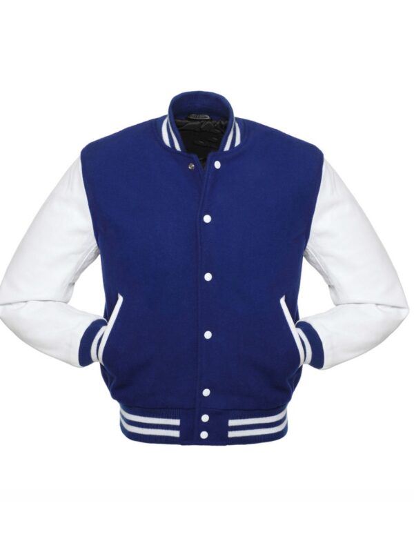 Unisex Blue And White Varsity Jacket