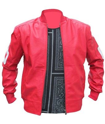 8 Ball Pink Leather Bomber Jacket