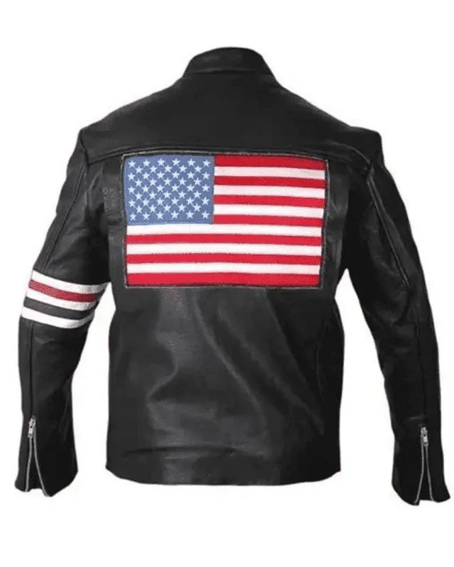 American Flag Leather Motorcycle Jacket
