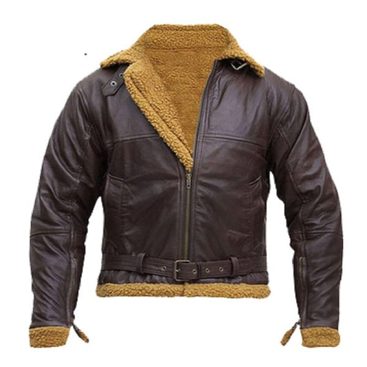 B3 Men Aviator Shearling Bomber Jacket