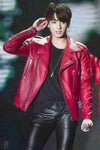 BTS Jungkook Red Leather Jacket