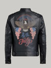 Bald Eagle Black Leather Jacket