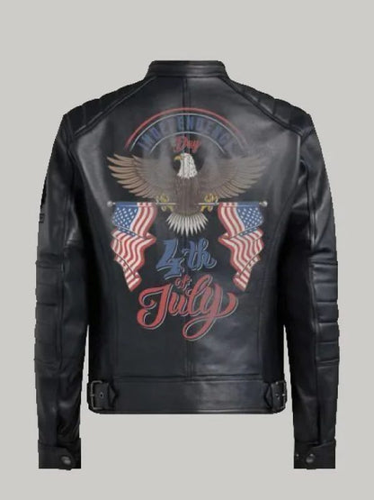 Bald Eagle Black Leather Jacket