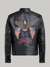 Bald Eagle Black Leather Jacket