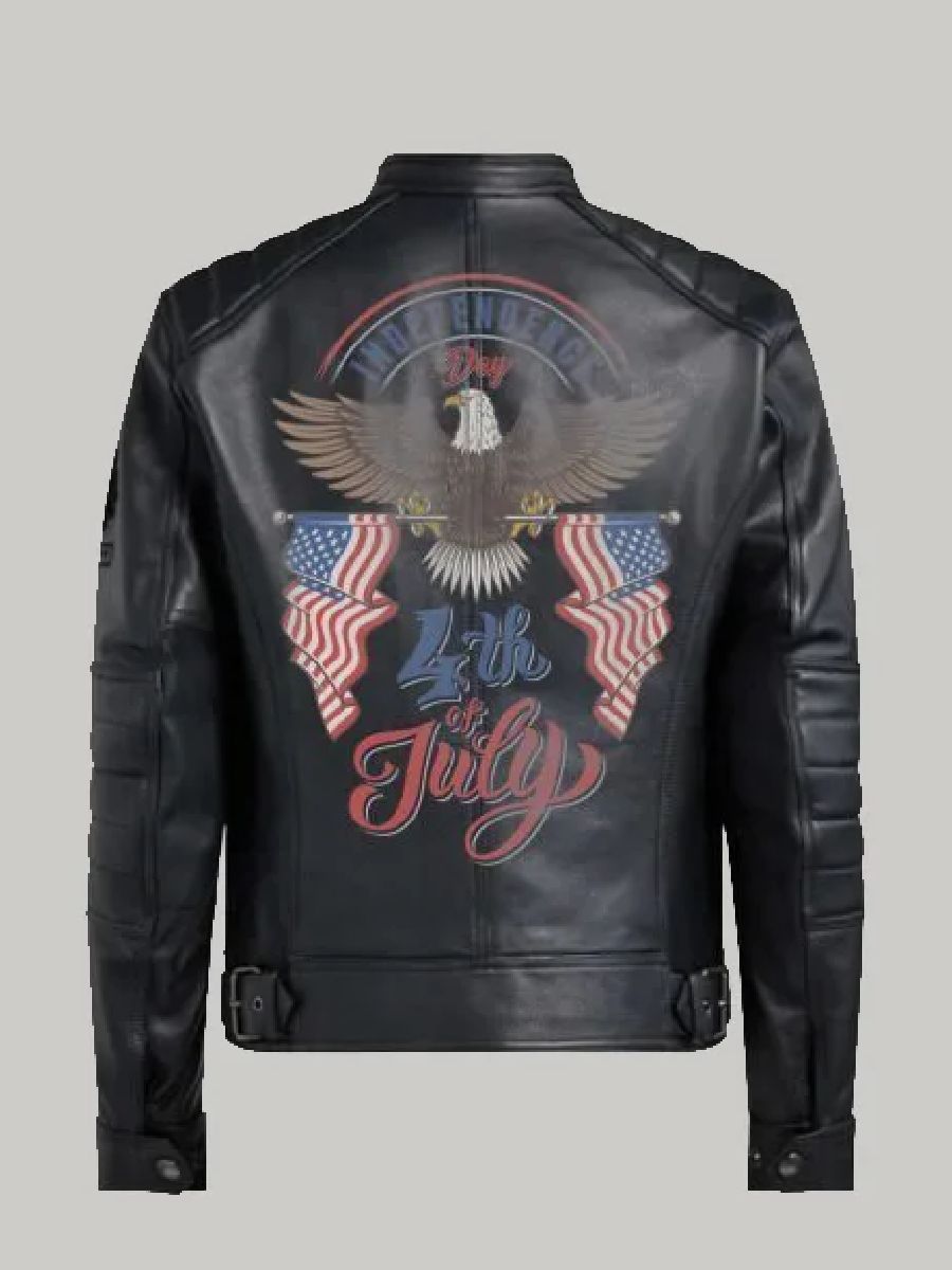 Bald Eagle Black Leather Jacket