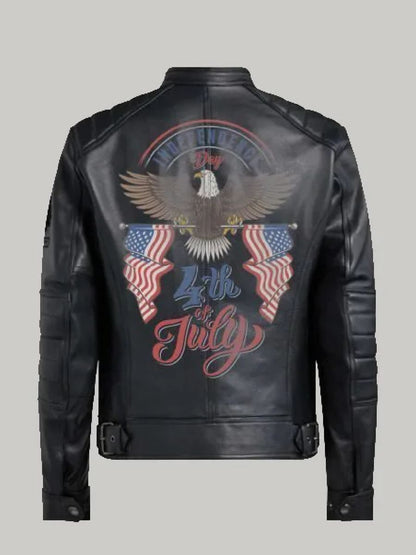 Bald Eagle Black Leather Jacket