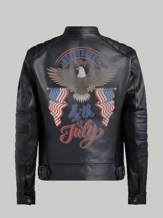 Bald Eagle Black Leather Jacket