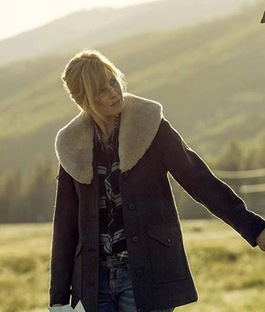 Beth Dutton Yellowstone Shearling Wool Coat