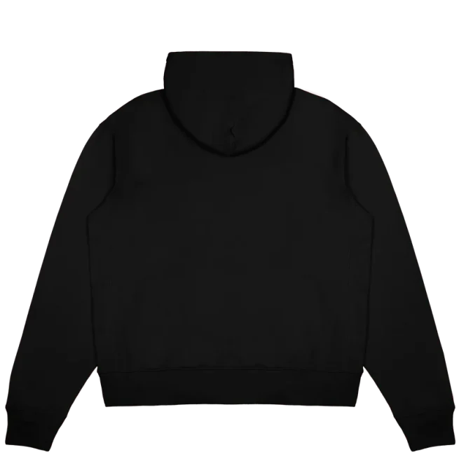 Back view of Billionaire Boys Club black hoodie with plain design