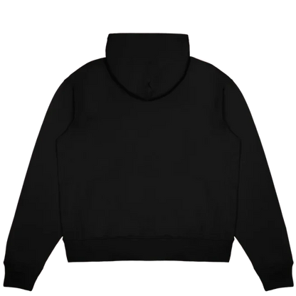 Back view of Billionaire Boys Club black hoodie with plain design