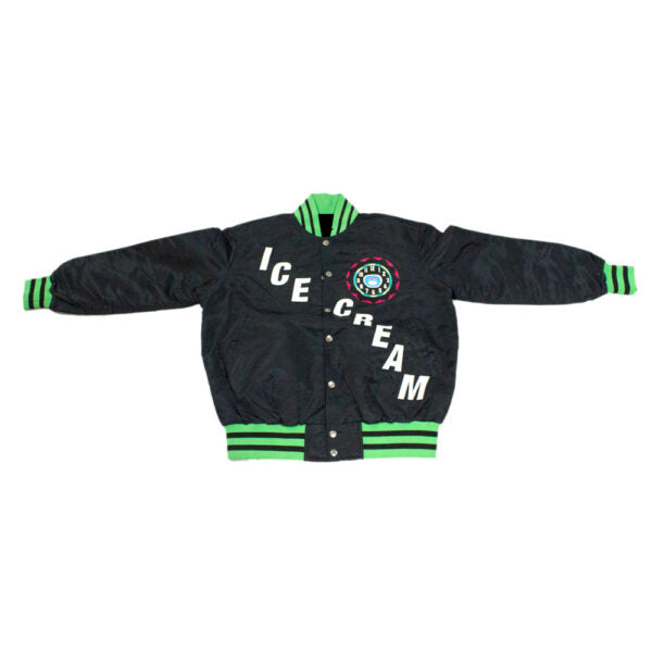 Billionaire Boys Club Ice Cream satin bomber jacket black with green striped trim