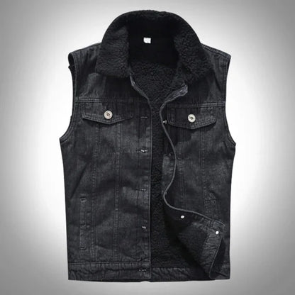 Black Sleeveless Denim Vest