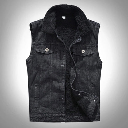 Black Sleeveless Denim Vest