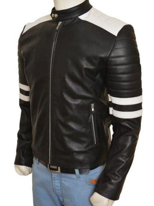 Black and White Biker Leather Jacket
