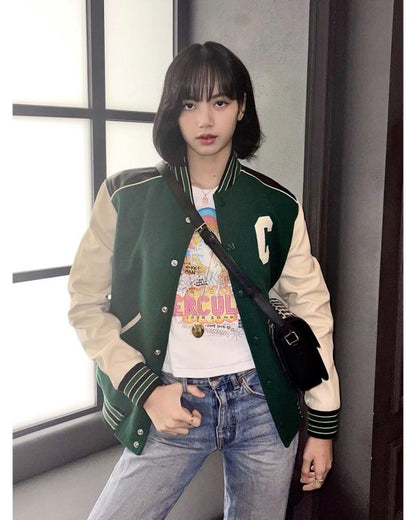 BlackPink Lisa Green Varsity Jacket