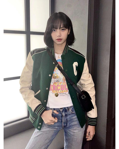 BlackPink Lisa Green Varsity Jacket