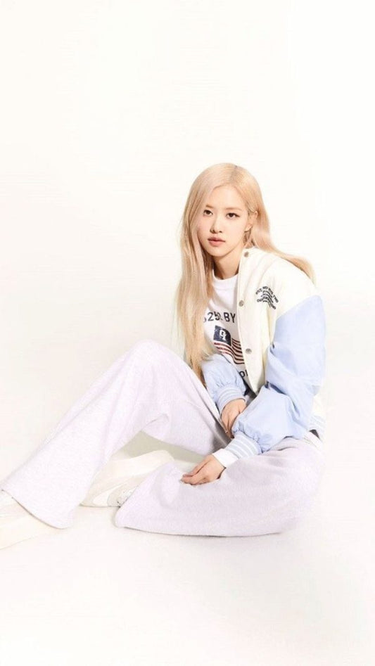 BlackPink Rose White Varsity Jacket