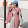 BlackPink Varsity Cartoon Bear Baseball Jacket