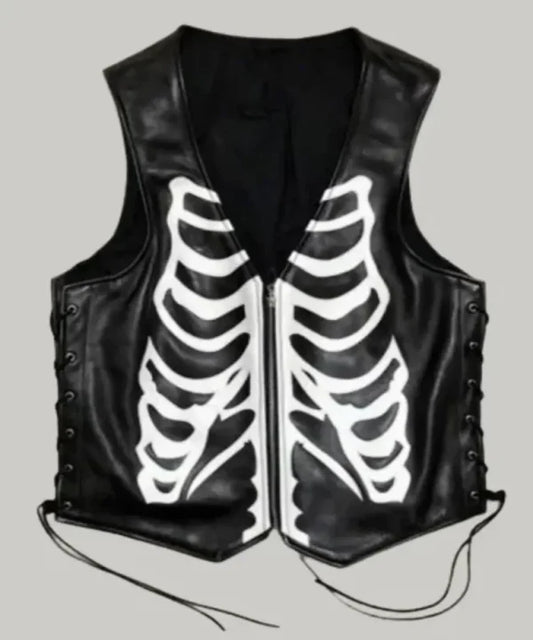 Bone Skeleton Leather Vest