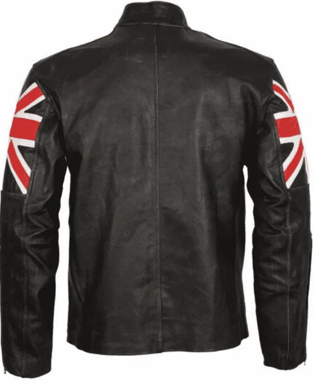 British UK Flag Genuine Leather Biker Jacket