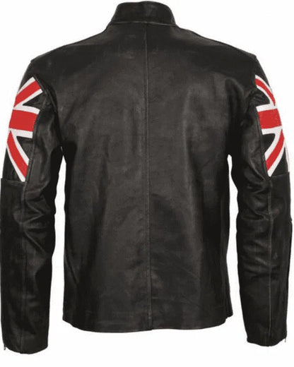 British UK Flag Genuine Leather Biker Jacket