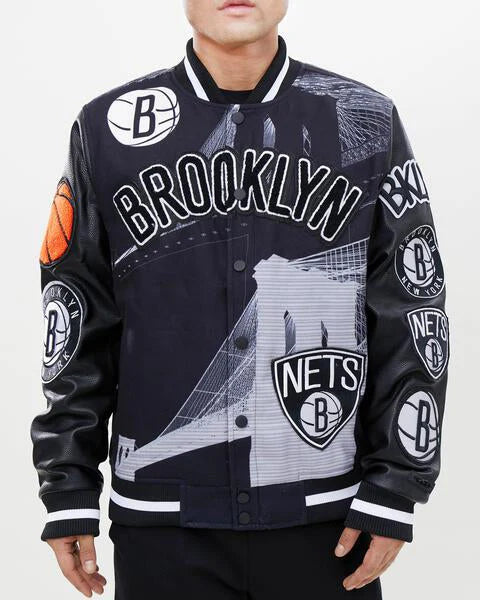 Brooklyn Nets Remix Varsity Black Jacket
