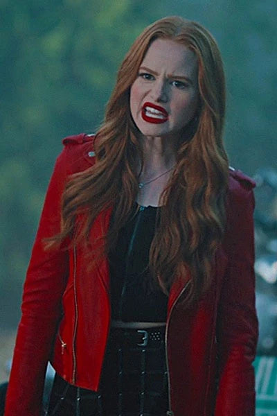 Cheryl Blossom Red Biker Leather Jacket