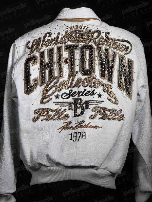 Chi-Town Pelle Pelle White Leather Jacket