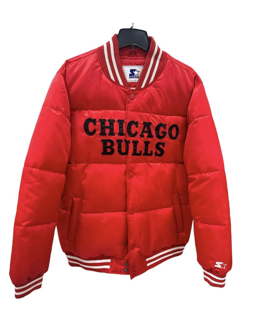 Chicago Bulls Starter Satin Puffer Bomber Jacket