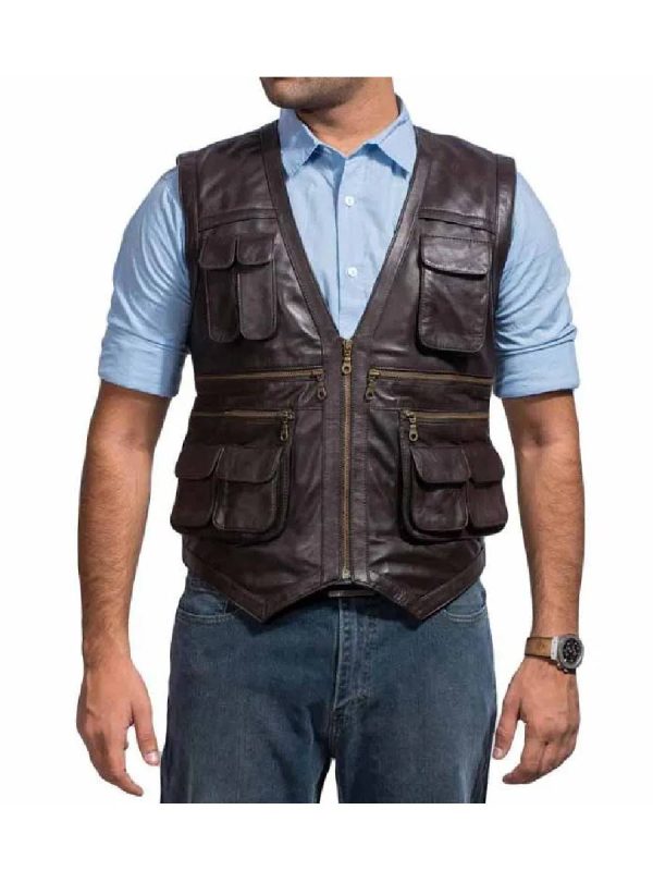 Chris Pratt Jurassic World Leather Brown Utility Vest