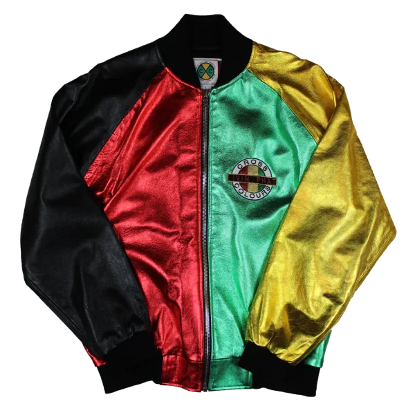 Cross Colours Living Phat Metallic Leather Jacket