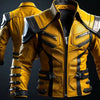 Hugh Jackman Yellow and Blue Leather Costume Coat inspired from Deadpool Movie