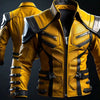 Hugh Jackman Yellow and Blue Leather Costume Coat inspired from Deadpool Movie