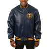 Denver Nuggets JH Design Navy All-Leather Jacket