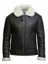 Distressed Aviator Black Leather Jacket