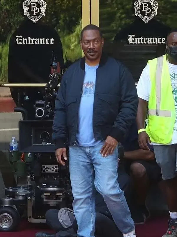 Eddie Murphy Beverly Hills Cop Axel F Blue Bomber Jacket