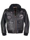 G-1 Wings Black Leather Bomber Jacket