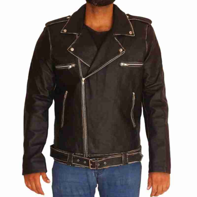 Halloween Face Print Motorcycle Leather Jacket
