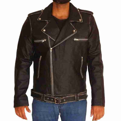 Halloween Face Print Motorcycle Leather Jacket