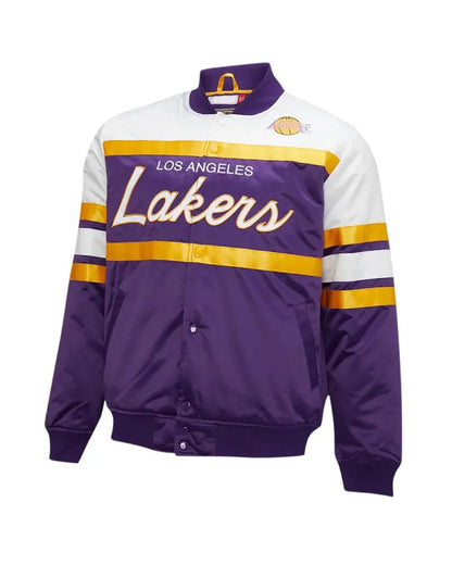 Hardwood Classics Script Lakers Satin Jacket
