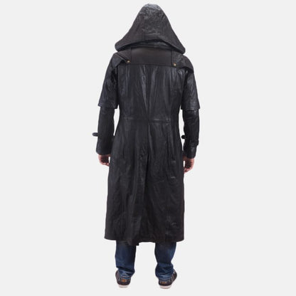 Huntsman Black Hooded Trench Coat