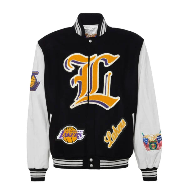 Jeff Hamilton Los Angeles Lakers Wool & Leather White Jacket