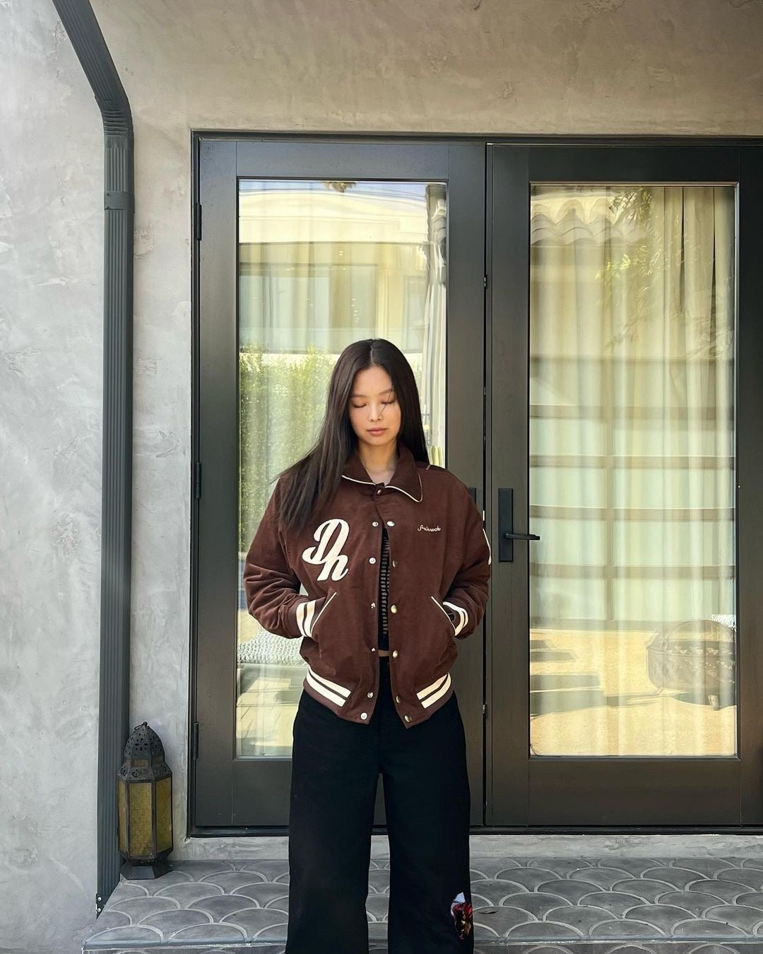 Jennie Kim BlackPink Brown Varsity Jacket