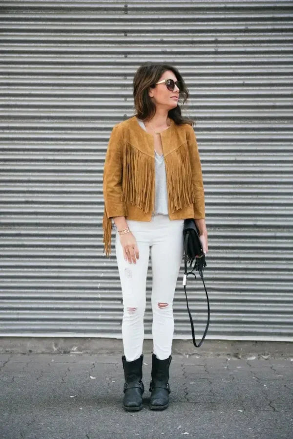 Jillian Harris Brown Fringe Jacket