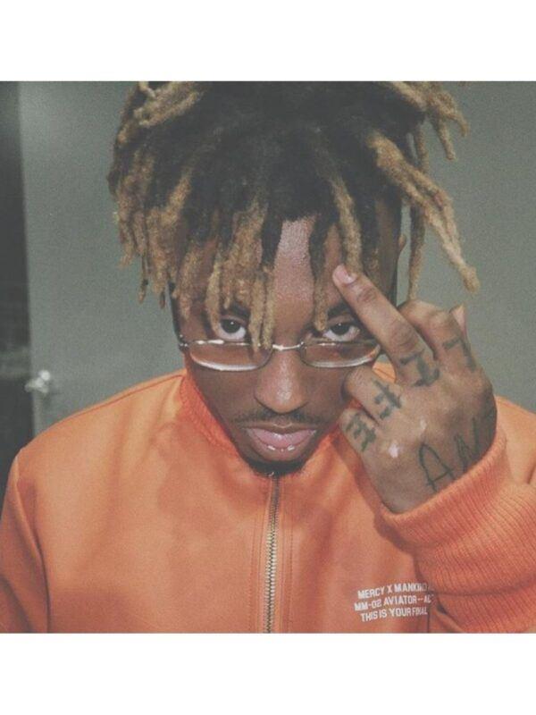 Juice Wrld Or­ange Avi­a­tor Jack­et