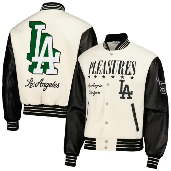 Los Angeles Dodgers PLEASURES White Varsity Jacket