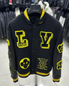 Louis Vuitton Black Yellow Varsity Leather Jacket
